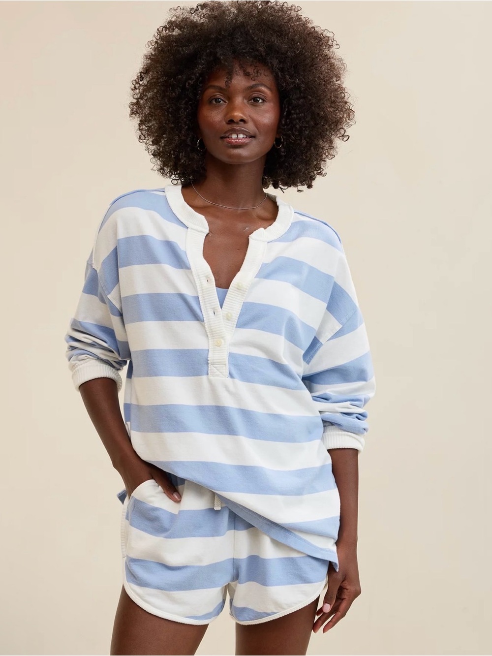 NWOT Aerie Poolside Terry Henley Sweatshirt Monaco blue size XS